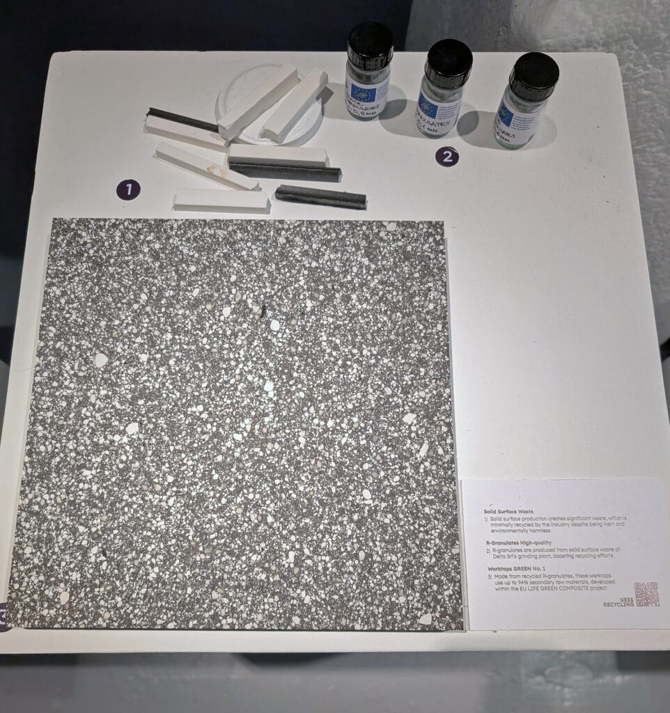 固体表面和颗粒的回收材料样品。